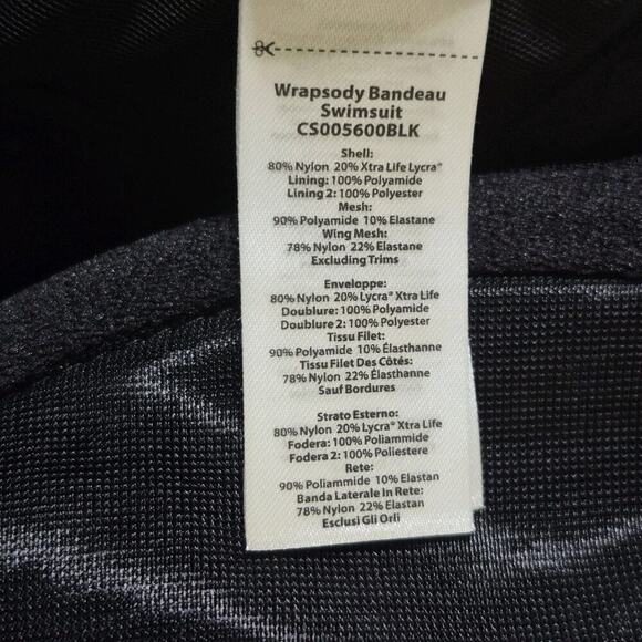 Curvy Kate Wrapsody Bandeau Swimsuit Black Size 32DD Mesh Coverup Beach CS005600 - Picture 5 of 8